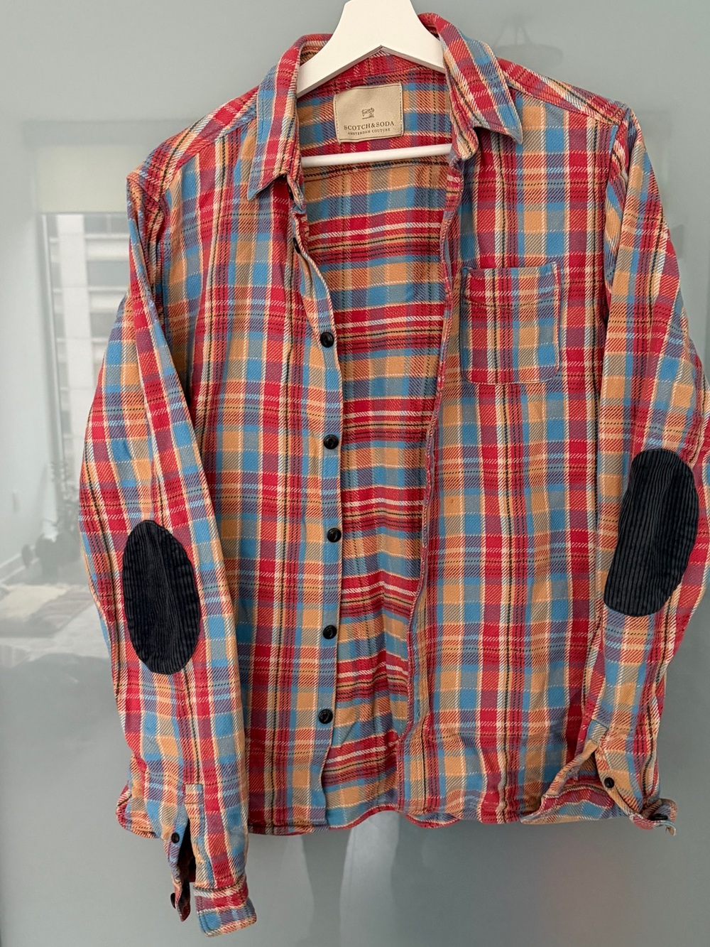 Scotch & Soda Multicolor Plaid Button-Down Shirt with Elbow Patches